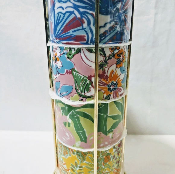 Lilly Pulitzer 4 Porcelain Stacking Espresso Mugs - Picture 3 of 5
